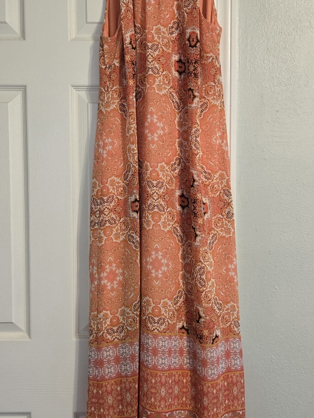 Beaded Halter Coral Maxi Dress Sz 8